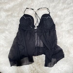 La Senza black lace‎ jewelled lingerie slip size L